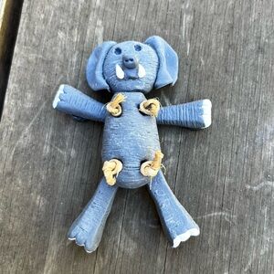 Vintage 90s Handmade Clay Elephant Moveable Refrigerator Magnet